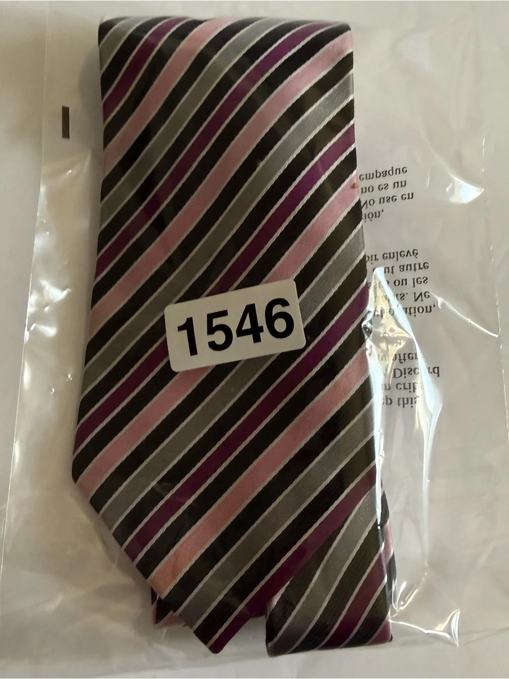 Striped Pink and Black Men's 100% Silk Tie Modern